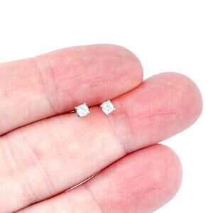 Sterling Silver Cubic Zirconia Stud Earrings | Everyday Jewelry | Vintage